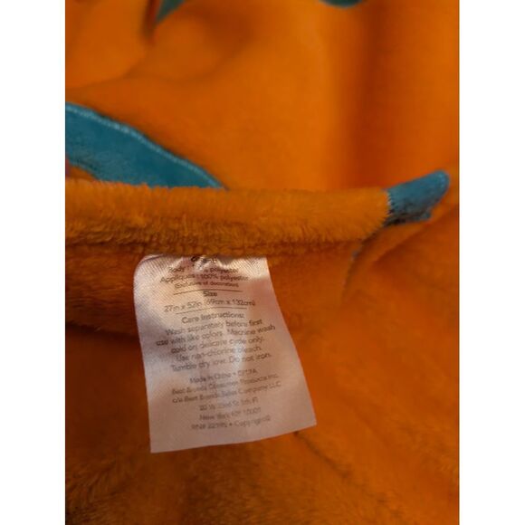 Dinosaur Dragon Hug Blanket Towel Orange Plush Outfit spikes Size 27x23 - Picture 3 of 4